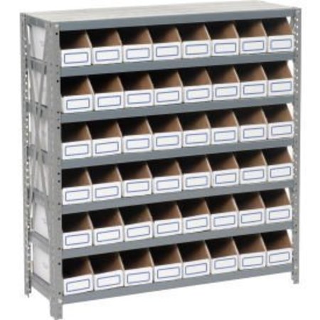 GLOBAL EQUIPMENT Steel Open Shelving W/ 48 Corrugated Shelf Bins, 7 Shelves, 36" x 18" x 39" 235017